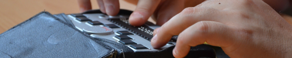 Braille keyboard and hands